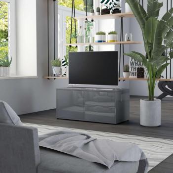 Mueble para TV de madera contrachapada gris brillante 80x34x36 cm
