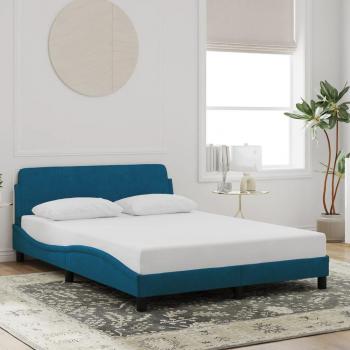 Cabecero de terciopelo azul 140x200 cm con estructura de cama Vidaxl