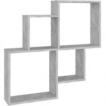 vidaXL Wall Cube Shelf - Concrete Grey, 80x15x78.5 cm, Engineered Wood