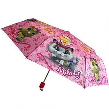 Clondo 44 Gatos Paraguas Plegable, para niños, Multicolor, Milady, Pilou