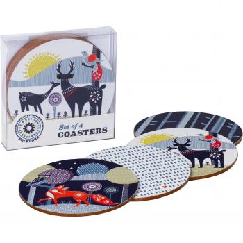 Folklore posavasos, multicolor, Set de 4