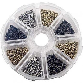 Pequeños Clavos Pequeños Tornillos de Madera Compacto Antiguo DIY Caja Decorativa Accesorios Mini Clavos Oro Plata Bronce 1x6mm, 1x8mm 1x10mm en Caja 1600PCS