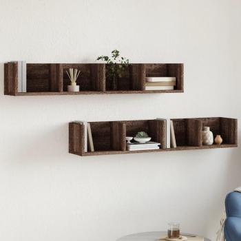 Mueble de pared 2 piezas Roble marrón 99x18x16,5 cm Multicapa Vidaxl