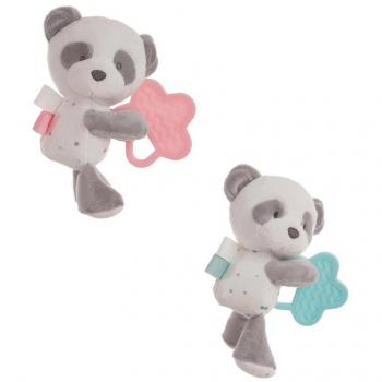 Panda de Peluche con Mordedor para Bebé en Rosa de 20 cm