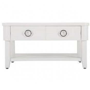 Mesa de centro de madera blanca 90x60x47 cm con 2 cajones - Mauro Ferretti
