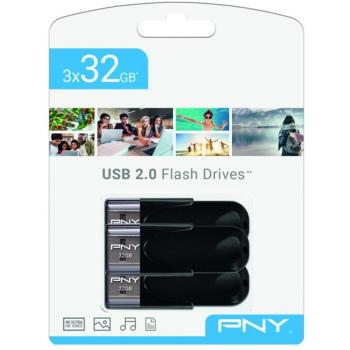 Pendrive PNY Attaché 4 Pack Triple 32GB USB 2.0 Negro