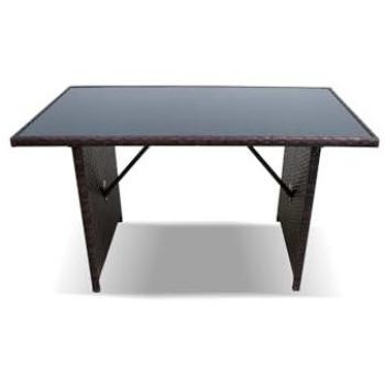 Mesa de Jardín de Ratán PE con Cristal Templado - Muebles para Jardín y Terraza, Color Marrón