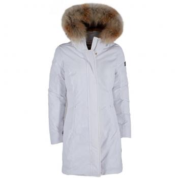 Yes Zee Chic White Down Jacket with Fur-Trimmed Hood - XXL