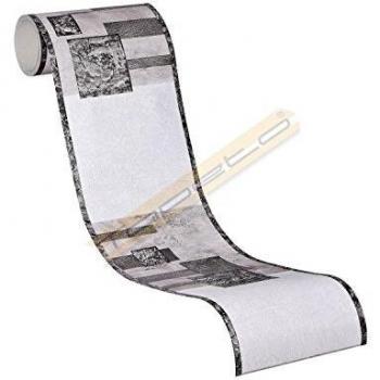 A.S. Création cenefa autoadhesivo Stick Ups gris negro blanco 5,00 m x 0,13 m 900623