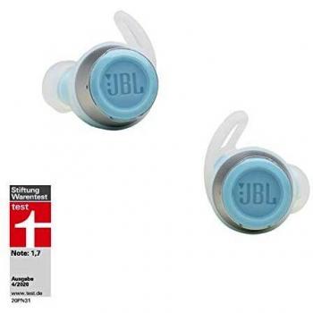 JBL Reflect Flow - Auriculares inalámbricos intraaurales deportivos, con Bluetooth y tecnologías TalkThru y AmbientAware, hasta 20h de música, blanco y azul turquesa