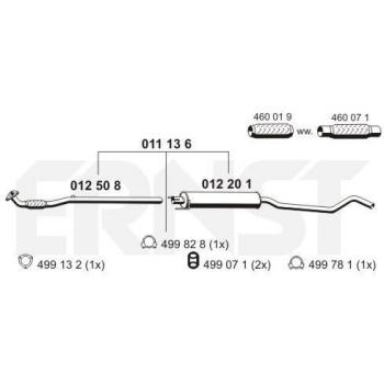 Silenciador Intermedio ERNST para General Motors Opel 5852128 09129948 13204582 011136