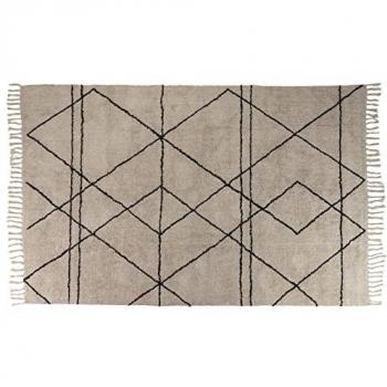 Adda Home Alfombra Tejida a Mano 200x300 Cm - Beige/Negro - Resistente y Duradera - Fácil de Limpiar