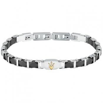 Pulsera de Hombre Maserati Cerámica y Acero Inoxidable Dorado, Negro y Plateado 18.5+3cm