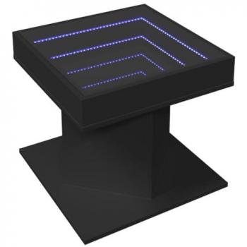 Mesa de centro con luz LED, madera de ingeniería negra, 50x50x45 cm
