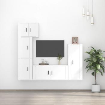 Set de muebles para TV 5 piezas madera contrachapada blanca