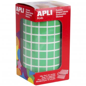APLI Kids - Rollo de gomets cuadrados 10,0 mm, color verde