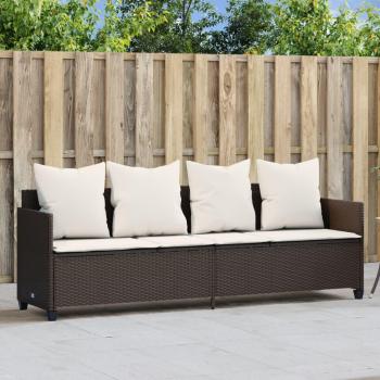 Tumbona solar de Polyrattan marrón con almohadas y cojines