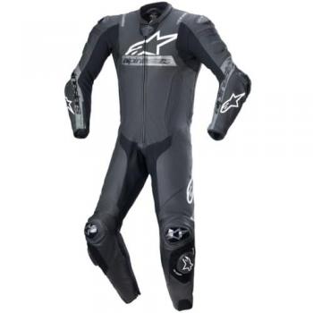 Alpinestars Missile V2 Ward Perforated One-Piece Leather Motorcycle Suit - Black/Metallic Grey, Size 54