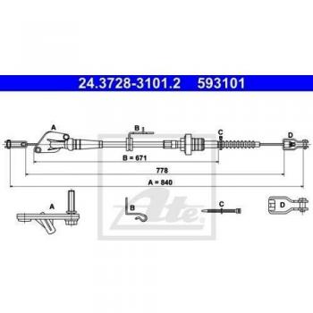Ate 24.3728-3101.2 - Cable de accionamiento de embrague.
