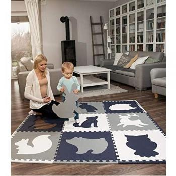 Hakuna Matte Alfombra Grande de Rompecabezas para bebés de 1,8 x 1,8 m – 9 Placas XXL de 60 x 60 cm con Animales – 20% más Gruesa en un Embalaje ecológico – sin sustancias nocivas e inodora