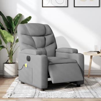 Silla de masaje eléctrica reclinable tela gris claro Vidaxl