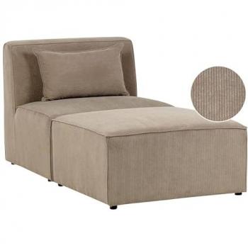 Chaise Lounge Moderna de Pana Jumbo Tapizado en Color Taupe - Dos Piezas Lemvig