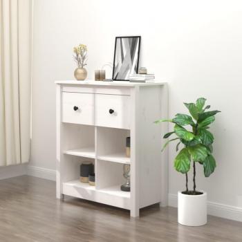 Aparador de madera maciza de pino 70x35x80 cm con puertas y cajón, mueble de almacenaje para salón moderno, armario auxiliar y armario de almacenamiento en color natural
