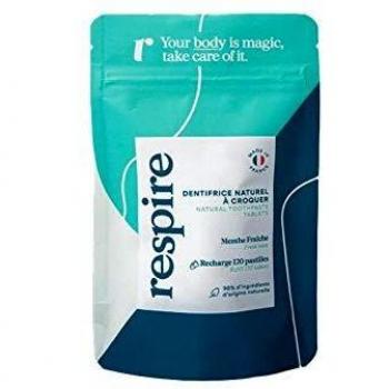 Tabletas de Pasta Dental Natural a Base de Menta Fresca - Recarga de 120 Tabletas Respire