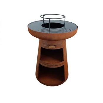 Barbacoa Redonda Purline con Plancha de Acero Corten y Grill EFP55RCO