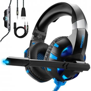 Cascos Gaming Headset Para PS4, ONIKUMA Auriculares Gaming con Micrófono para PS4 Xbox One Nintendo Switch o PC Y Móvil, Auriculares de Diadema con Cancelación de Ruido Mic y 7.1 Sonido Envolvente