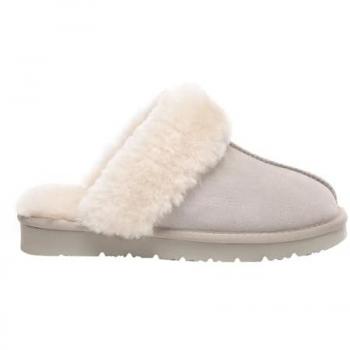 Zapatillas de Casa Raven para Mujer en Piel de Oveja Real con Suela EVA - Color Gris Claro - Talla EU 41
