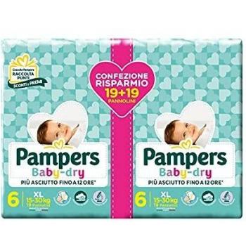 Pañales Pampers Baby Dry Extralarge 6 (15-30 kg) - Paquete de 38 Piezas
