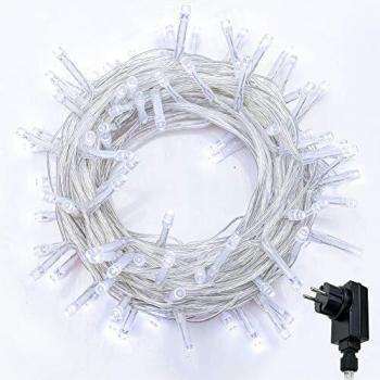 Cadena de Luces WISD 22.8M 200 LED Blanco Guirnalda de Luz Impermeable con 8 Modos y Función de Memoria, Cable de Color Transparente, Perfecto para Exterior e Interior, Navidad Fiestas Boda