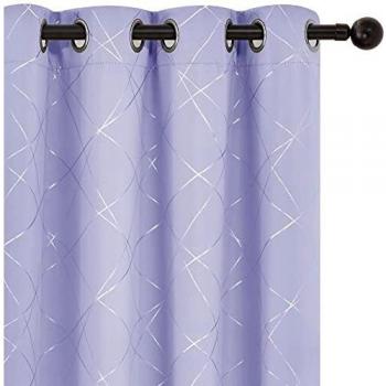 Amazon Brand - Umi Cortinas Opacas Dormitorio Moderno para Ventanas de Lino con Ollaos Juego de 2 Piezas 117x229cm Lila