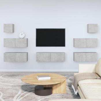 Set de muebles para TV 7 piezas madera contrachapada gris hormigón