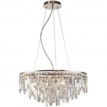 Lámpara colgante redonda Maddison de 8 luces G9 en dorado rosa y cristal