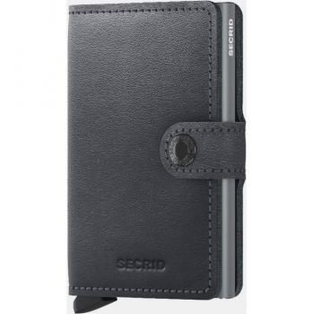 Secrid Miniwallet Original Grey - Cartera de Cuero Gris con Protección RFID y Tarjetero de Aluminio