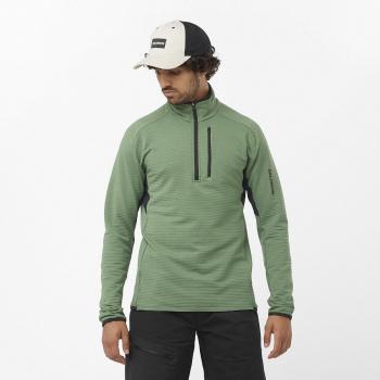 Forro polar Salomon Essential Lightwarm Half Zip para hombre en color verde laurel, tamaño XL