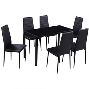 vidaXL Set de 6 sillas negras y una mesa con un diseño moderno