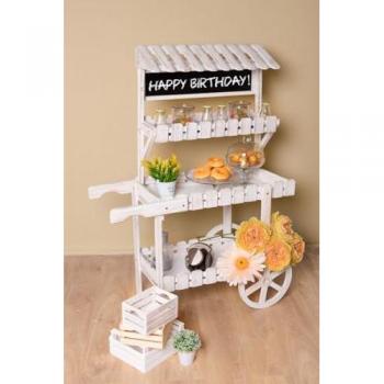 Carrito Candy Bar Kiwi Blanco Envejecido
