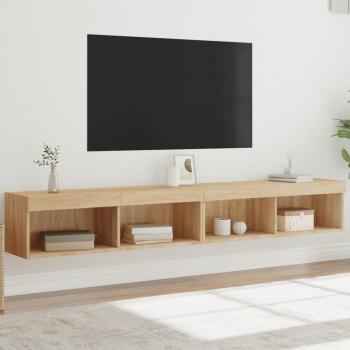Muebles de TV con luces LED 2 piezas Sonoma Oak 100x30x30 cm