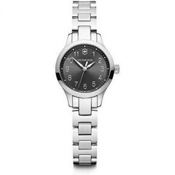 Reloj Analógico de Cuarzo para Mujer Victorinox Alliance XS 241839, Diámetro 28mm, Acero Inoxidable, Resistente al Agua hasta 100m, Esfera Negra/Plata