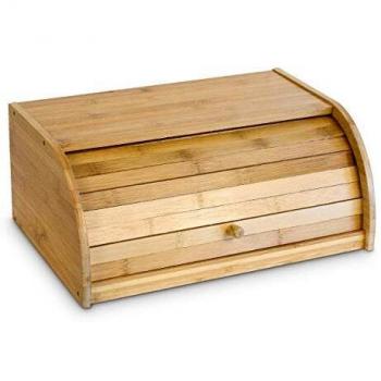 Panera de Bambú con Tapa Deslizante, 16,5 x 40 x 27,5 cm, Caja para Pan en Madera Natural, Almacenamiento Aromático