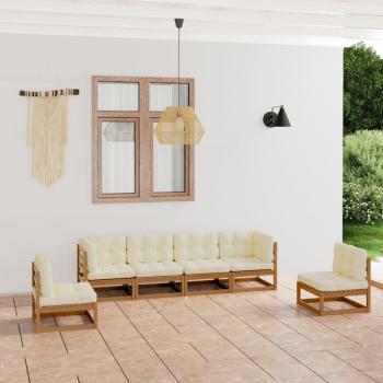vidaXL Juego de muebles de jardín 6 pzas y cojines madera pino maciza