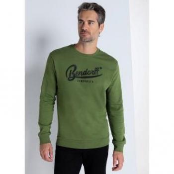 Sudadera básica con cuello caja verde oliva