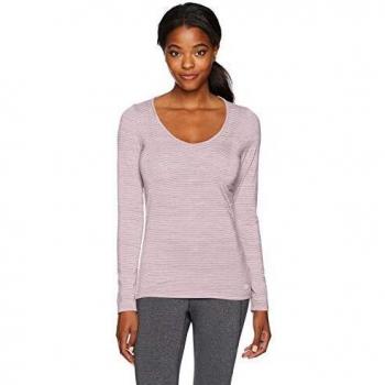 Icebreaker Siren – Camiseta Manga Larga para Mujer con Escote en corazón, 103194, Blush Heather/Stripe, XS