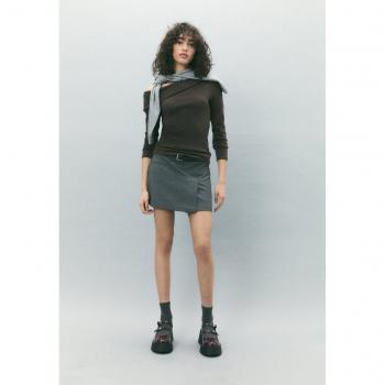 Dark Grey Crossover Skort with Belt XS