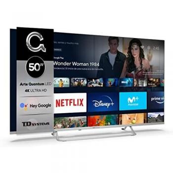 TD Systems - QLED Smart TV Hey Google Official Assistant, 4K HDR10 - Televisores 50 Pulgadas, Control