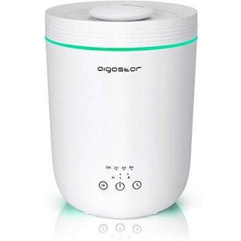 Aigostar Misty Humidificador de aire de 2,2 L, difusor de aceites esenciales, temporizador 8 horas, modo reposo y apagado automático, 2 niveles nebulización, iluminación LED 7 colores