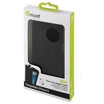 Muvit Slim - Funda Negra iPhone 6 + Protector de Pantalla